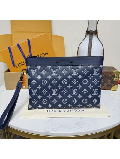 Louis Vuitton Navy and White Monogram Wristlet Pouch