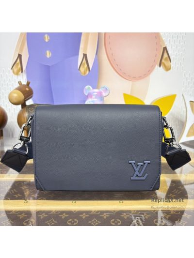 Louis Vuitton Navy Corner Emblem Flap Messenger Bag