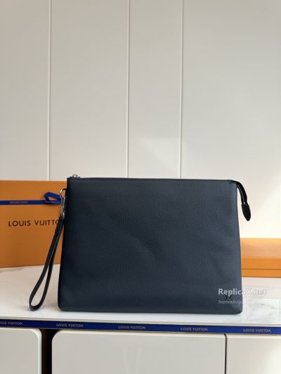 Louis Vuitton Navy Double Compartment Zip Pouch