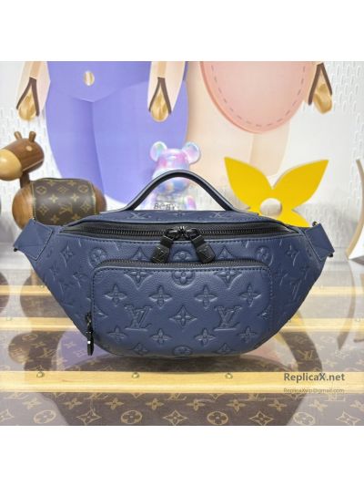 Louis Vuitton Navy Embossed Monogram Belt Bag with Front Pocket