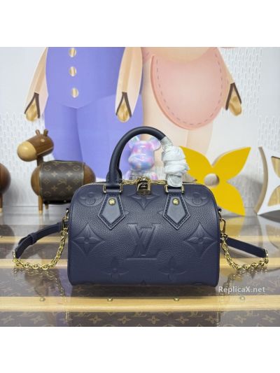 Louis Vuitton Navy Embossed Monogram Compact Twin Handle Bag