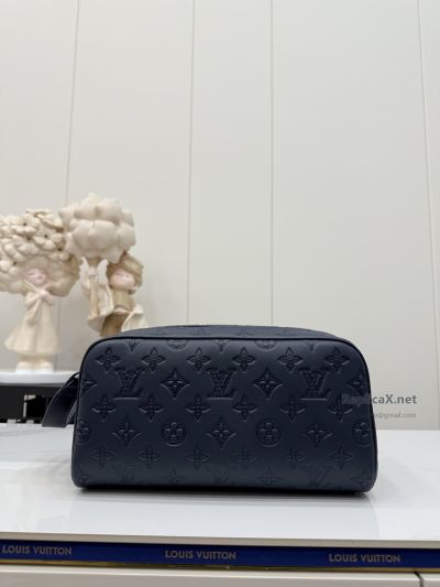 Louis Vuitton Navy Embossed Monogram Toiletry Pouch