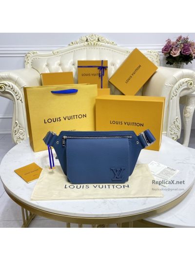 Louis Vuitton Navy Grained Flap Belt Bag