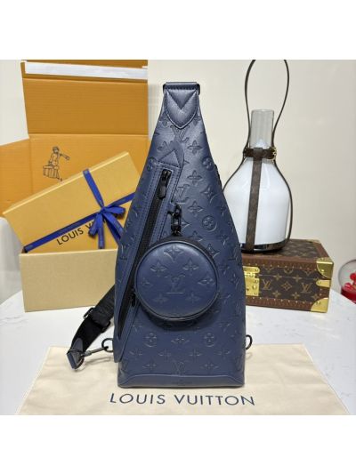 Louis Vuitton Navy Monogram Sling Bag with Round Pouch