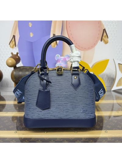 Louis Vuitton Navy Ribbed Dome Top Handle Bag