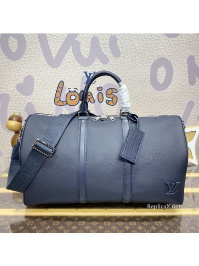 Louis Vuitton Navy Textured Duffle Bag