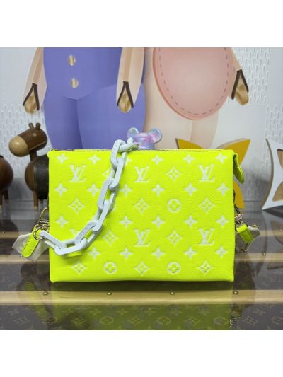Louis Vuitton Neon Yellow and White Monogram Chain Pouch Bag