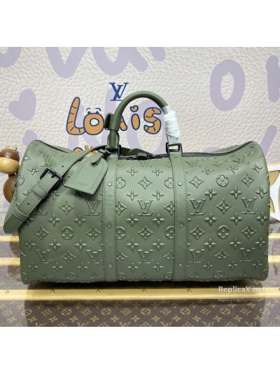 Louis Vuitton Olive Embossed Monogram Duffle Bag