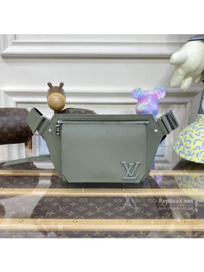 Louis Vuitton Olive Grained Flap Belt Bag