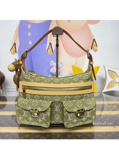 Louis Vuitton Olive Monogram Shoulder Bag with Front Pockets