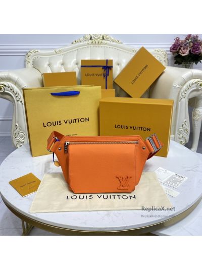 Louis Vuitton Orange Grained Flap Belt Bag