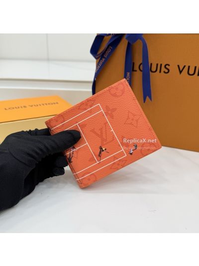 Louis Vuitton Orange Monogram Tennis Graphic Bifold Wallet