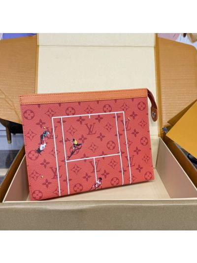 Louis Vuitton Orange Tennis Graphic Zip Clutch
