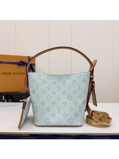 Louis Vuitton All In BB Pale Blue Monogram Bucket Bag with Tan Trim M27529