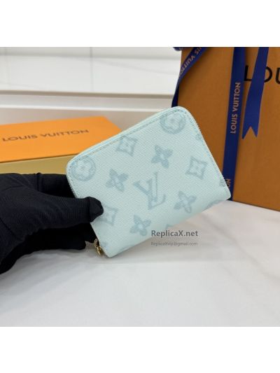 Louis Vuitton Pale Blue Monogram Compact Zip Wallet