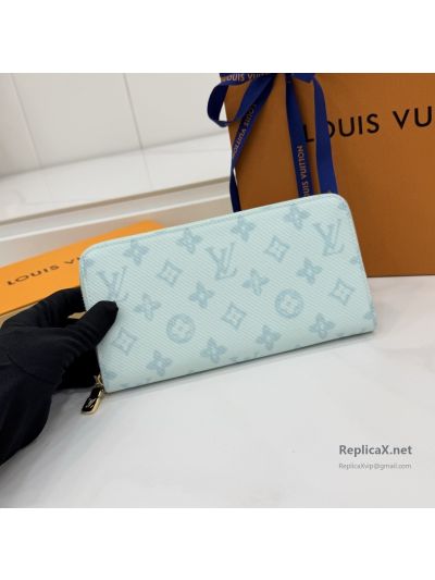 Louis Vuitton Pale Blue Monogram Long Zip Wallet