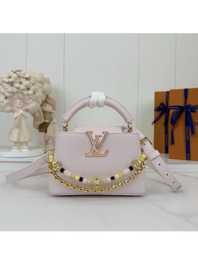Louis Vuitton Pale Pink Compact Top Handle Bag with Beaded Chain