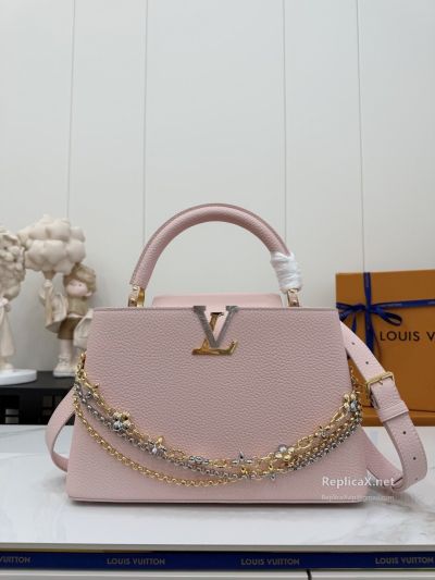 Louis Vuitton Pale Pink Floral Chain Top Handle Bag