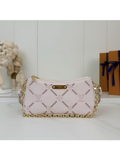 Louis Vuitton Pale Pink Stitch-Pattern Chain Pouch