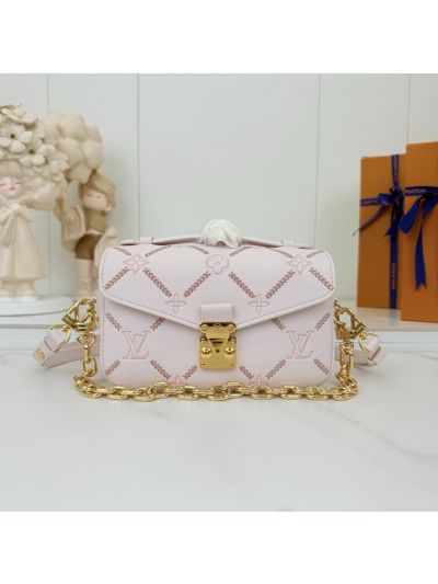 Louis Vuitton Pale Pink Stitch-Pattern Lock-Flap Bag
