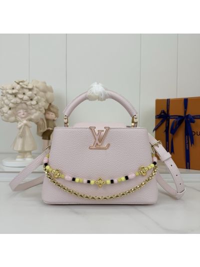 Louis Vuitton Pale Pink Wide Top Handle Bag with Beaded Chain