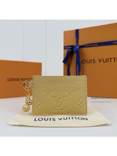 Louis Vuitton LV Charms Pale Yellow Embossed Monogram Card Holder M28994