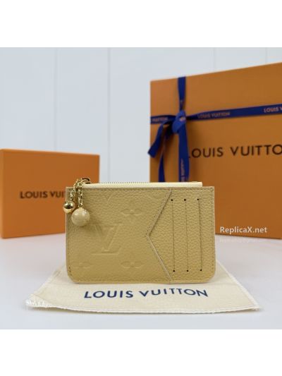 Louis Vuitton Pale Yellow Embossed Monogram Zip Card Holder