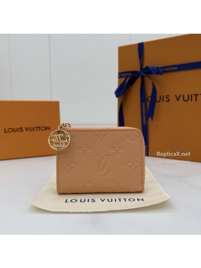 Louis Vuitton Peach Embossed Monogram Compact Zip Wallet