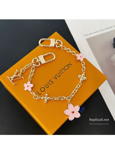Louis Vuitton Pink Flower Gold-Toned Chain Bag Charm