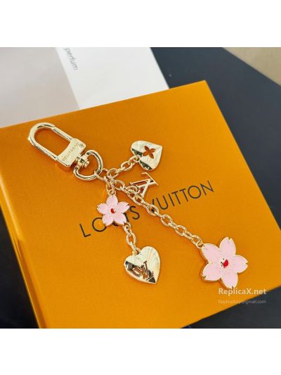 Louis Vuitton Pink Flower Heart Detail Bag Charm