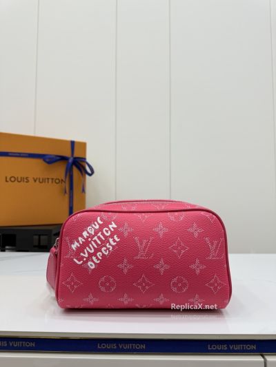 Louis Vuitton Pink Monogram Cosmetic Pouch with Lettering Detail