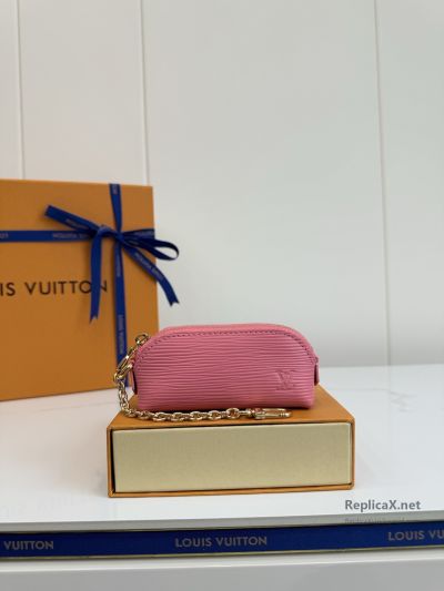 Louis Vuitton Pink Ribbed Mini Chain Pouch