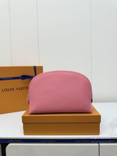 Louis Vuitton Pink Ribbed Wide Cosmetic Pouch