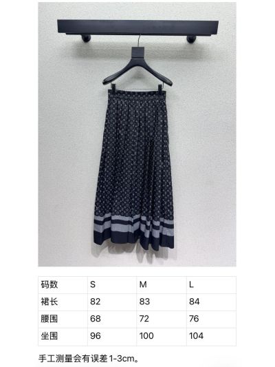 Louis Vuitton Pleated Monogram Skirt in Navy and White