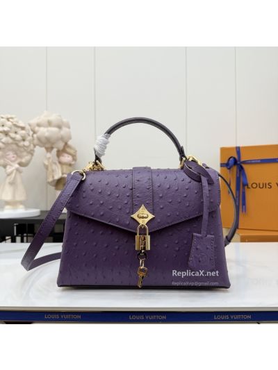 Louis Vuitton Purple Quill-Pattern Flap Top Handle Bag Premium