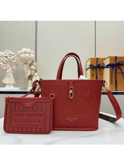 Louis Vuitton Neverfull Inside Out BB Red and Brown Monogram Mini Tote with Pouch M28318