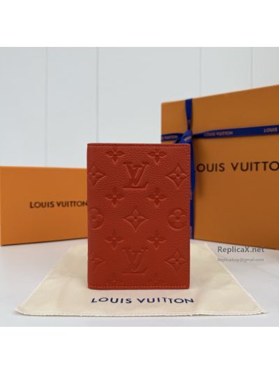 Louis Vuitton Red Embossed Monogram Folded Wallet with Pink Interior