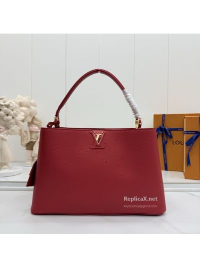 Louis Vuitton Red Grained Long Handle Tote