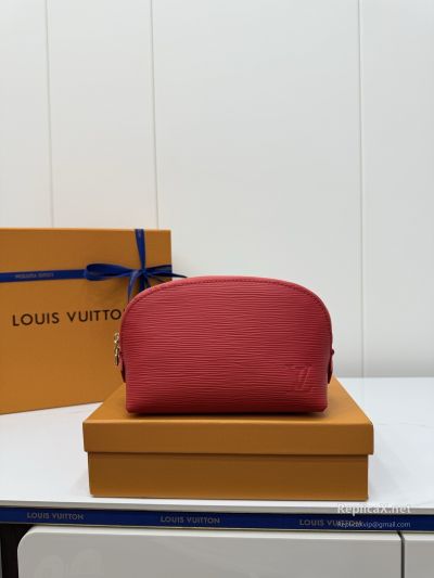 Louis Vuitton Red Ribbed Compact Cosmetic Pouch