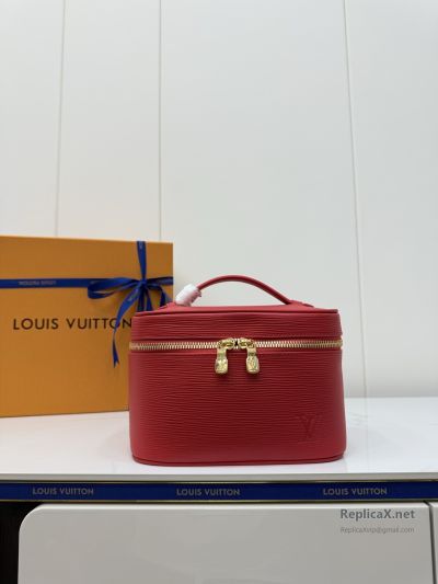 Louis Vuitton Red Ribbed Rectangular Vanity Case