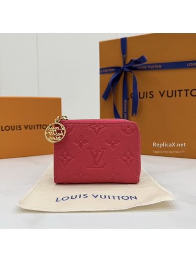 Louis Vuitton Rose Pink Embossed Monogram Zip-Around Compact Wallet