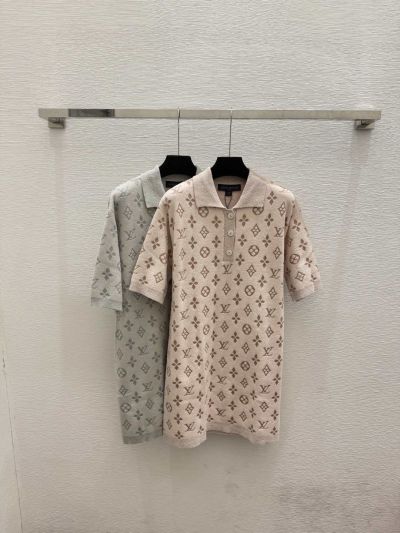 Louis Vuitton Short Sleeve Cashmere Cardigan in Beige