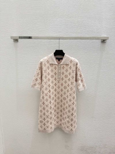 Louis Vuitton Short Sleeve Cashmere Cardigan in Beige