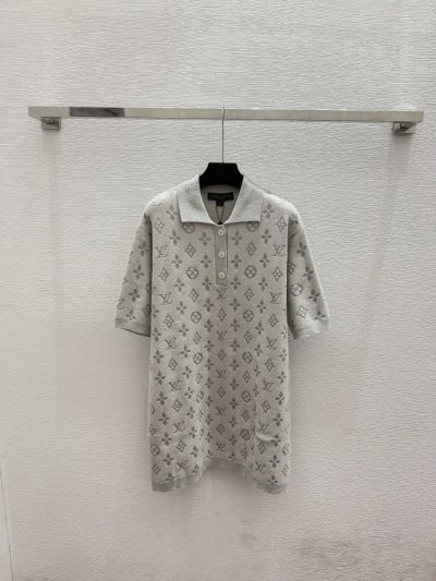 Louis Vuitton Short Sleeve Cashmere Cardigan in Beige