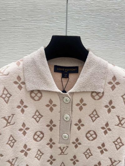 Louis Vuitton Short Sleeve Cashmere Cardigan in Beige