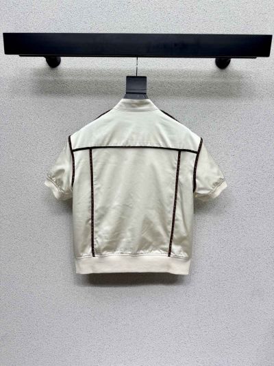 Louis Vuitton Short Sleeve Contrast-Trim Jacket in White