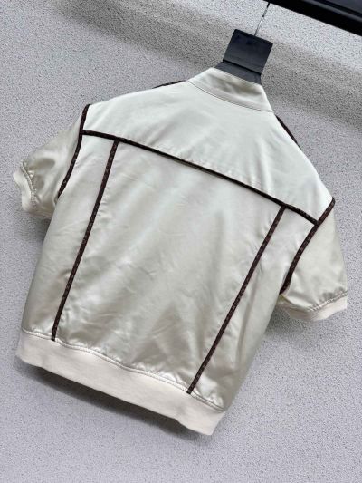Louis Vuitton Short Sleeve Contrast-Trim Jacket in White