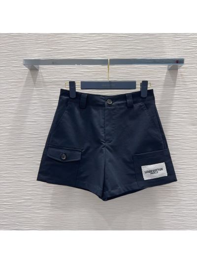 Louis Vuitton Short Sleeve Contrast-Trim Pants in Navy