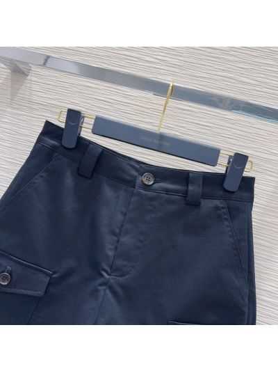 Louis Vuitton Short Sleeve Contrast-Trim Pants in Navy