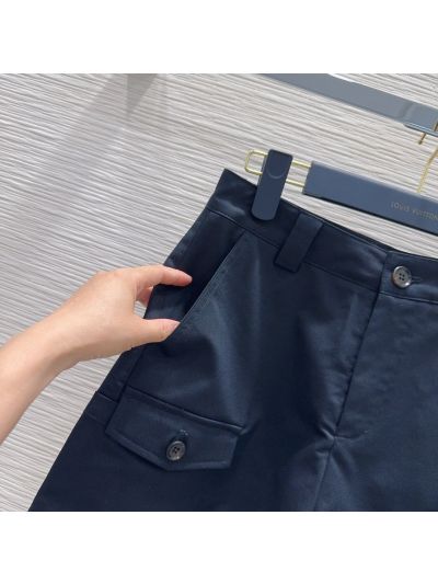 Louis Vuitton Short Sleeve Contrast-Trim Pants in Navy